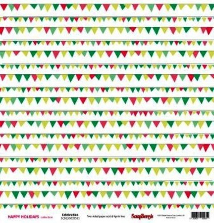 Papier do scrapbookingu dwustronny 30,5 x 30,5 cm HAPPY HOLIDAYS 9 szt. ScrapBerry`s